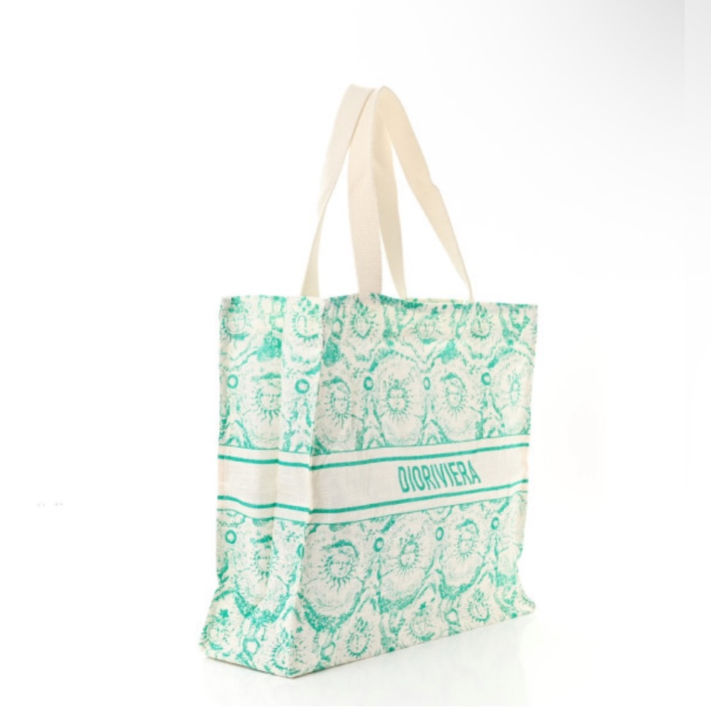 NIB Dioriviera VIP Large Linen Tote Bag in Aquamarine — Retails for $850 - Picture 4 of 12